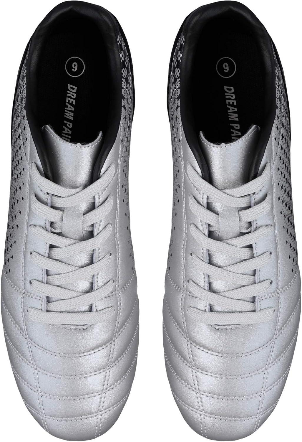 imageDREAM PAIRS Mens Firm Ground Soccer Cleats Soccer ShoesSilverBlack
