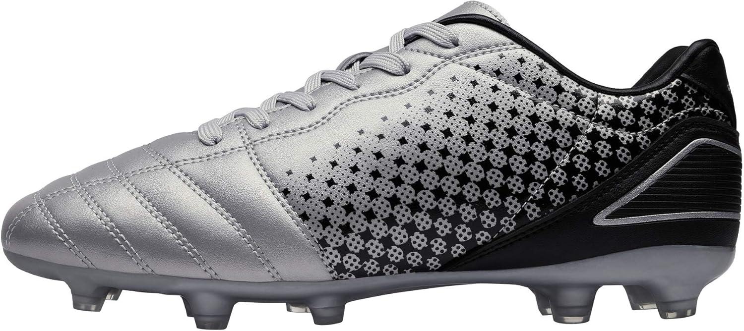 imageDREAM PAIRS Mens Firm Ground Soccer Cleats Soccer ShoesSilverBlack