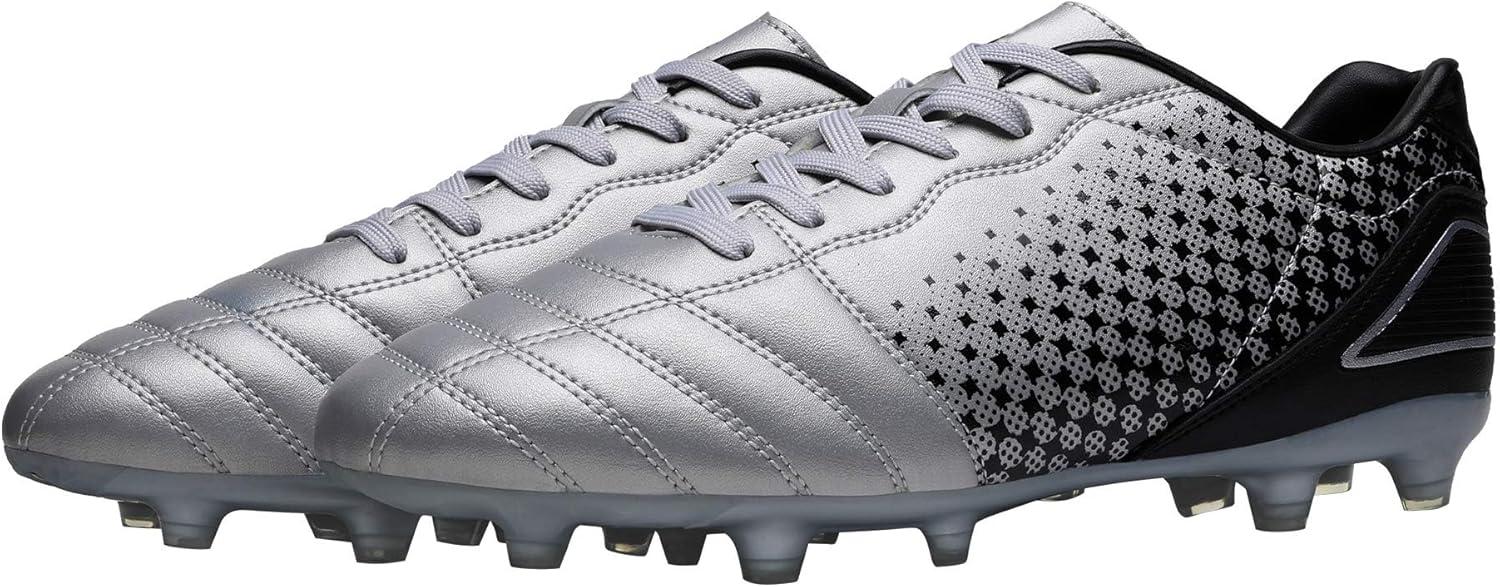 imageDREAM PAIRS Mens Firm Ground Soccer Cleats Soccer ShoesSilverBlack