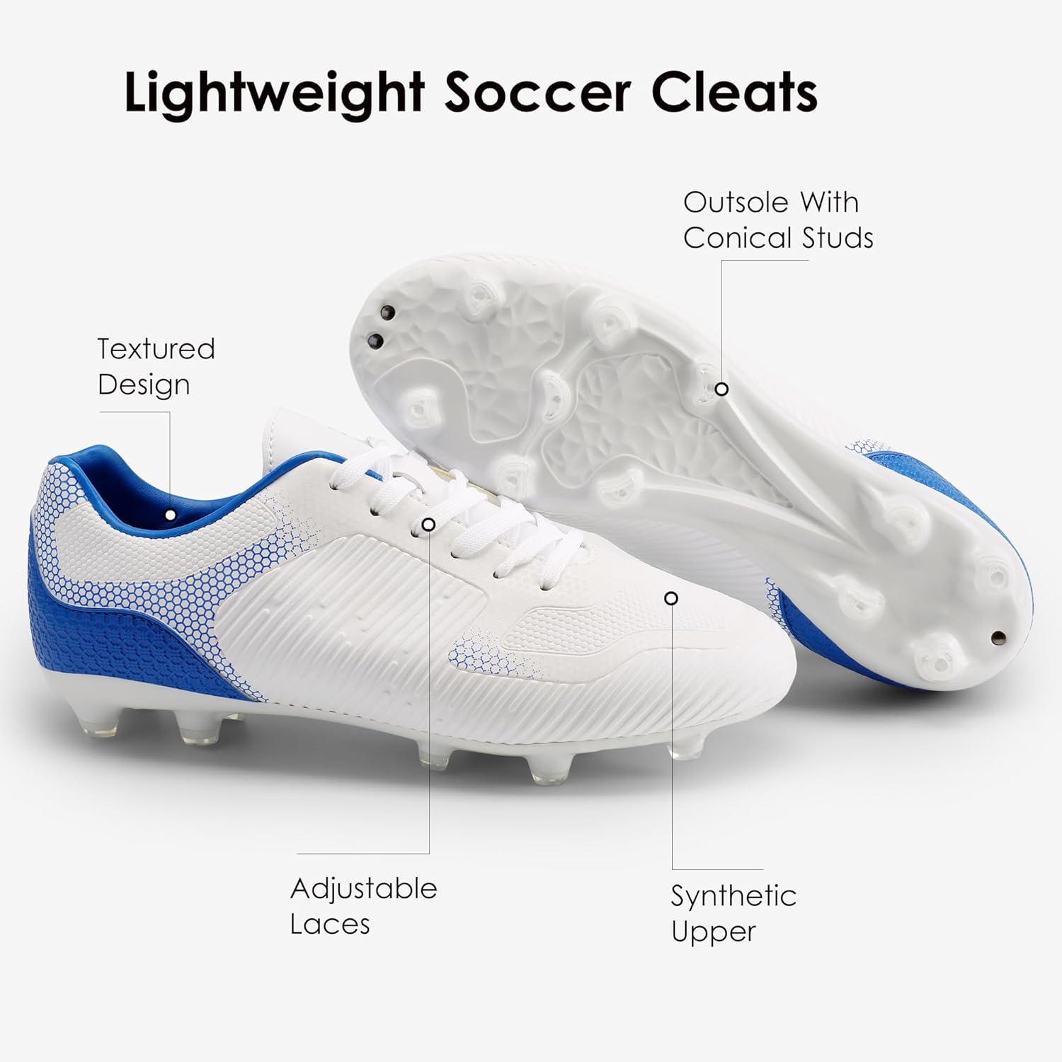 imageDREAM PAIRS Mens Firm Ground Soccer Cleats Soccer ShoesWhiteRoyal