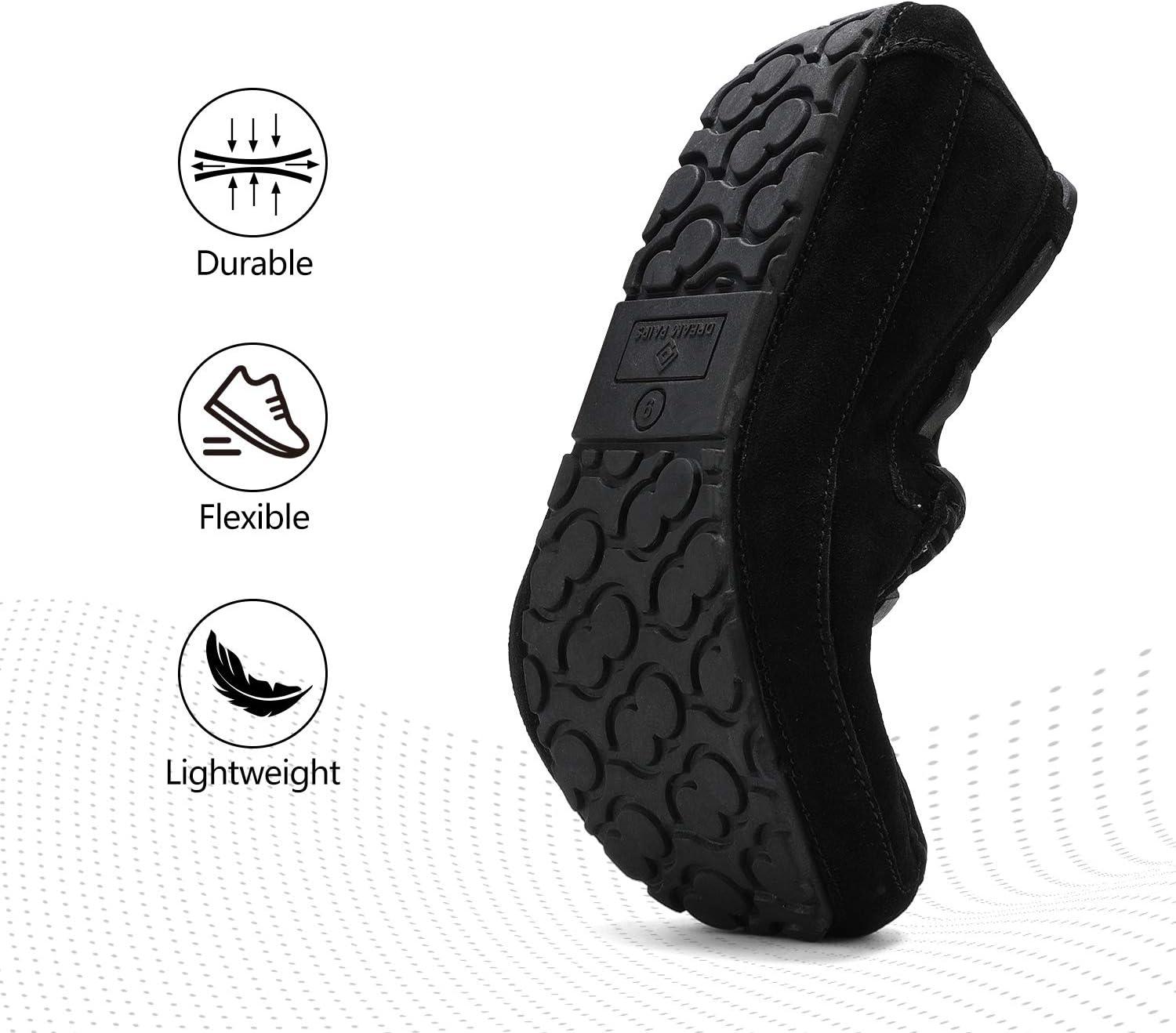 imageDREAM PAIRS Mens House Slippers Moccasin Indoor Outdoor Fuzzy Furry Loafers Suede Leather Warm Comfortable Shoes02black