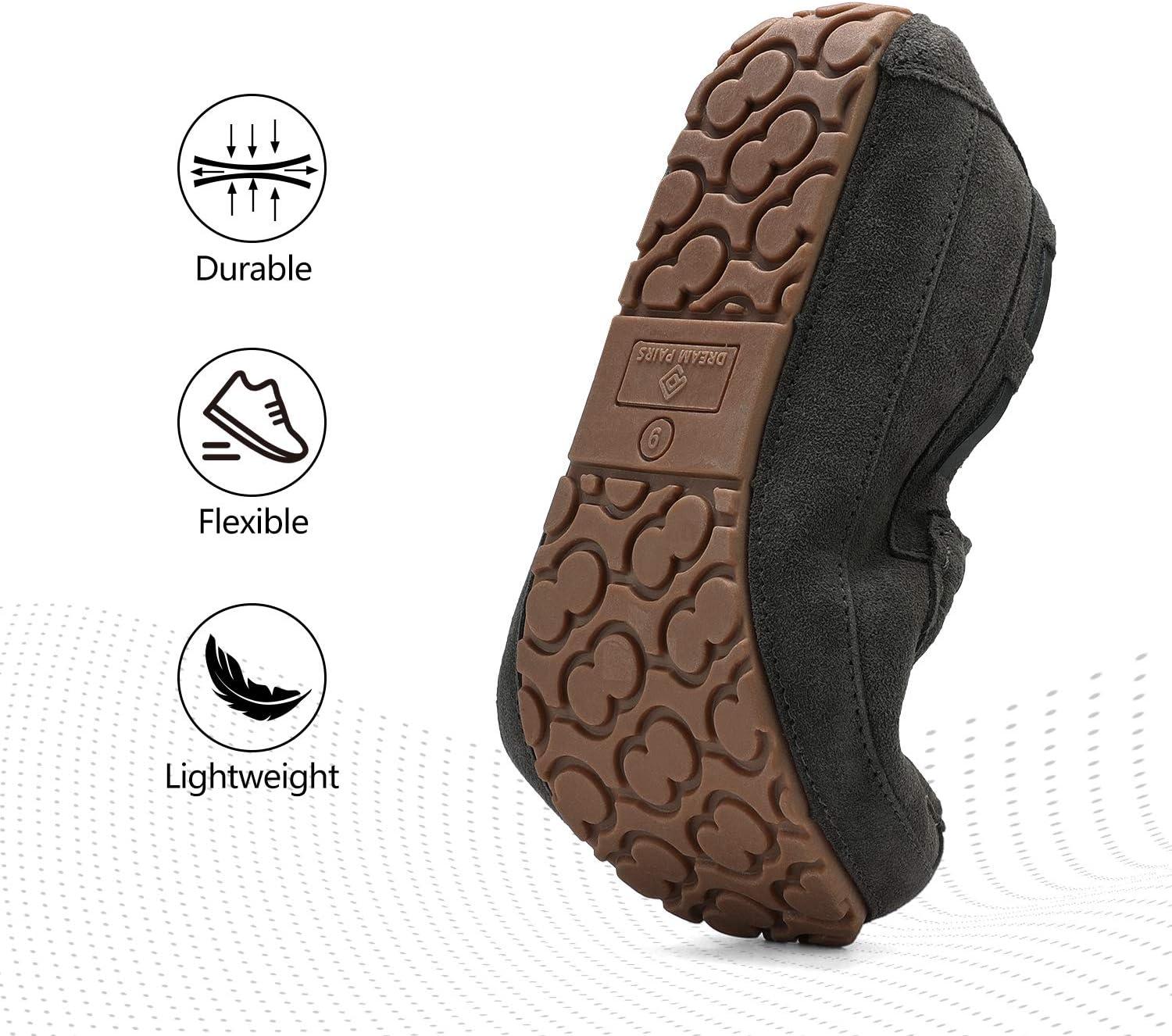 imageDREAM PAIRS Mens House Slippers Moccasin Indoor Outdoor Fuzzy Furry Loafers Suede Leather Warm Comfortable Shoes02grey