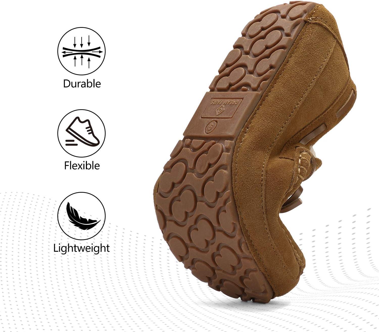 imageDREAM PAIRS Mens House Slippers Moccasin Indoor Outdoor Fuzzy Furry Loafers Suede Leather Warm Comfortable Shoes02tan