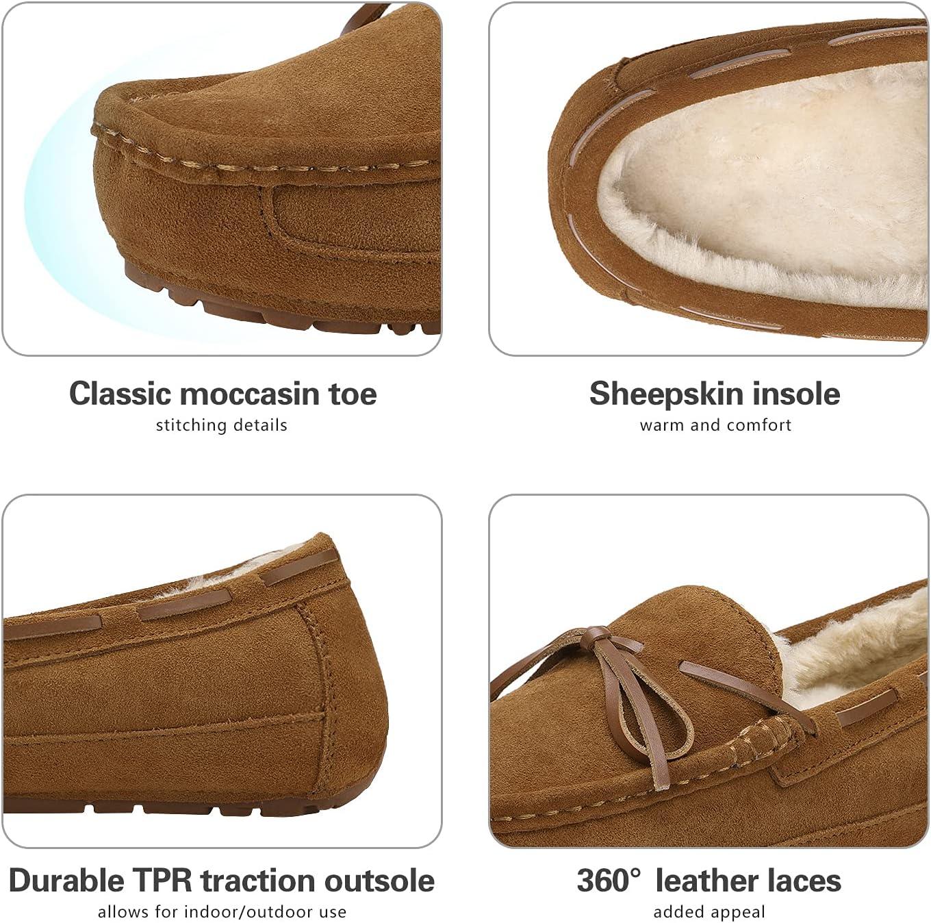 imageDREAM PAIRS Mens House Slippers Moccasin Indoor Outdoor Fuzzy Furry Loafers Suede Leather Warm Comfortable Shoes02tan