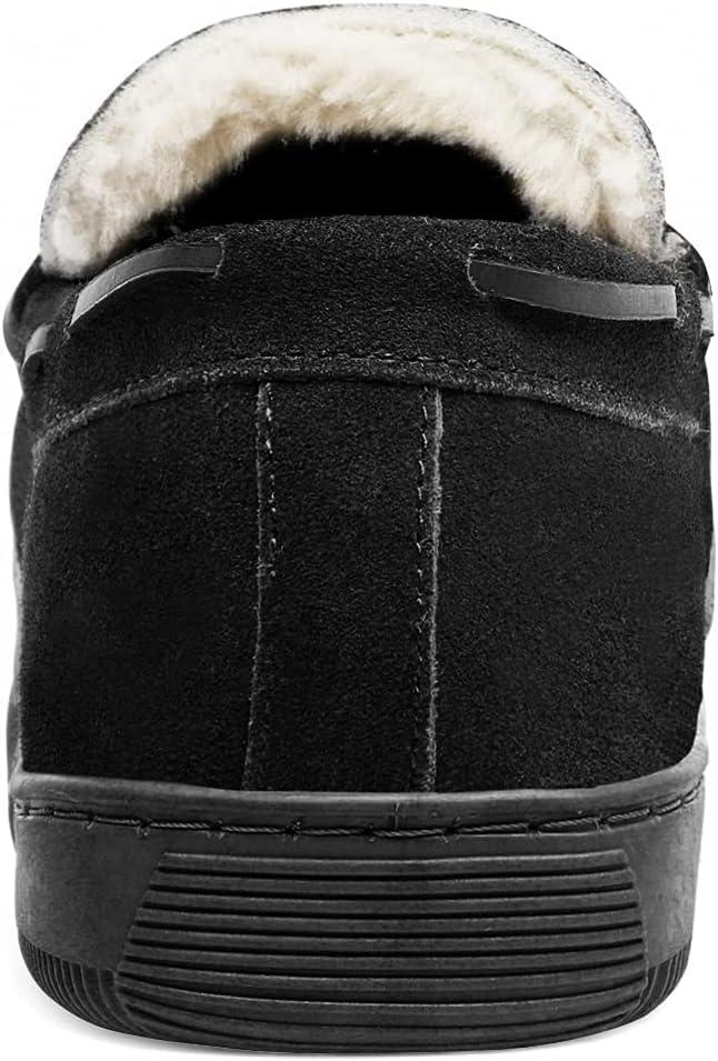 imageDREAM PAIRS Mens Moccasin Slippers Fuzzy Plush House Shoes Indoor Outdoor Fleece Lining LoafersBlack