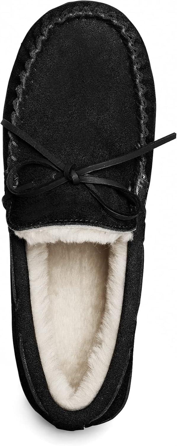 imageDREAM PAIRS Mens Moccasin Slippers Fuzzy Plush House Shoes Indoor Outdoor Fleece Lining LoafersBlack