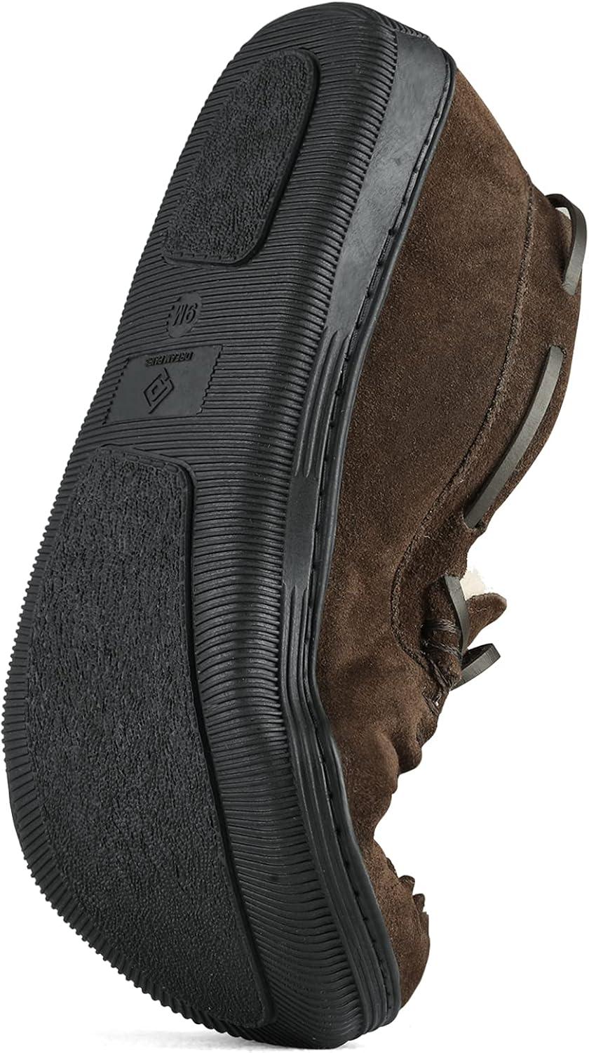 imageDREAM PAIRS Mens Moccasin Slippers Fuzzy Plush House Shoes Indoor Outdoor Fleece Lining LoafersBrown