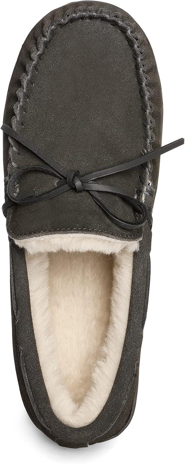 imageDREAM PAIRS Mens Moccasin Slippers Fuzzy Plush House Shoes Indoor Outdoor Fleece Lining LoafersGrey