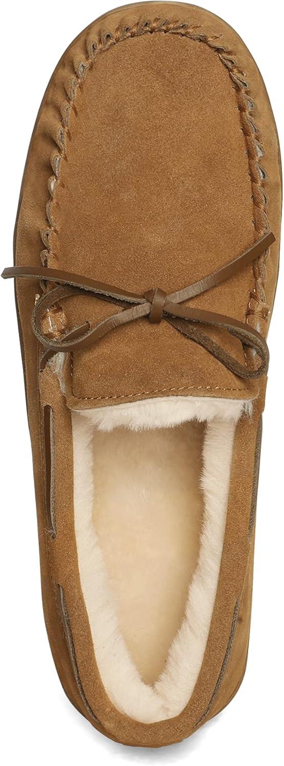 imageDREAM PAIRS Mens Moccasin Slippers Fuzzy Plush House Shoes Indoor Outdoor Fleece Lining LoafersTan