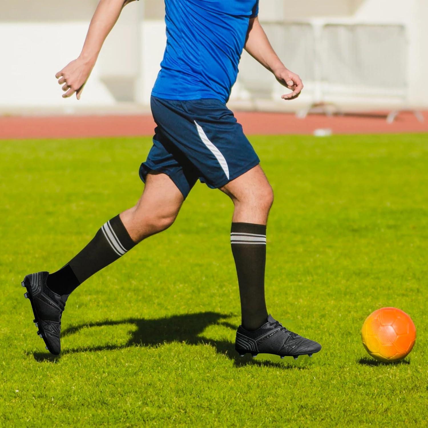 imageDREAM PAIRS Mens Sport Flexible Athletic Lace Up Light Weight Outdoor Cleats Football Soccer ShoesBlackDarkGrey