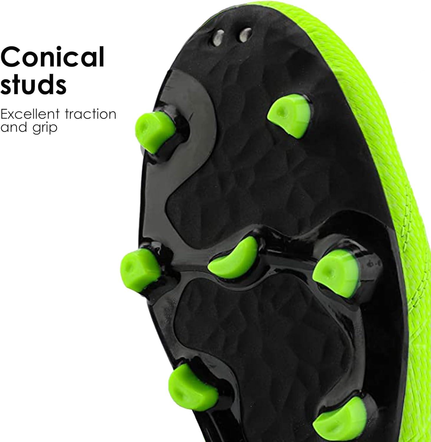 imageDREAM PAIRS Mens Sport Flexible Athletic Lace Up Light Weight Outdoor Cleats Football Soccer ShoesNeonGreenBlack