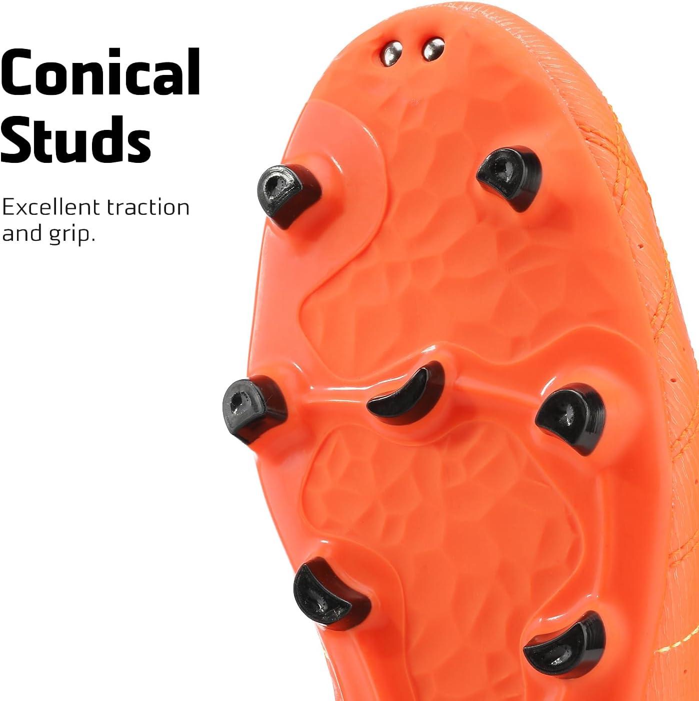 imageDREAM PAIRS Mens Sport Flexible Athletic Lace Up Light Weight Outdoor Cleats Football Soccer ShoesOrangeBlackLemonGreen