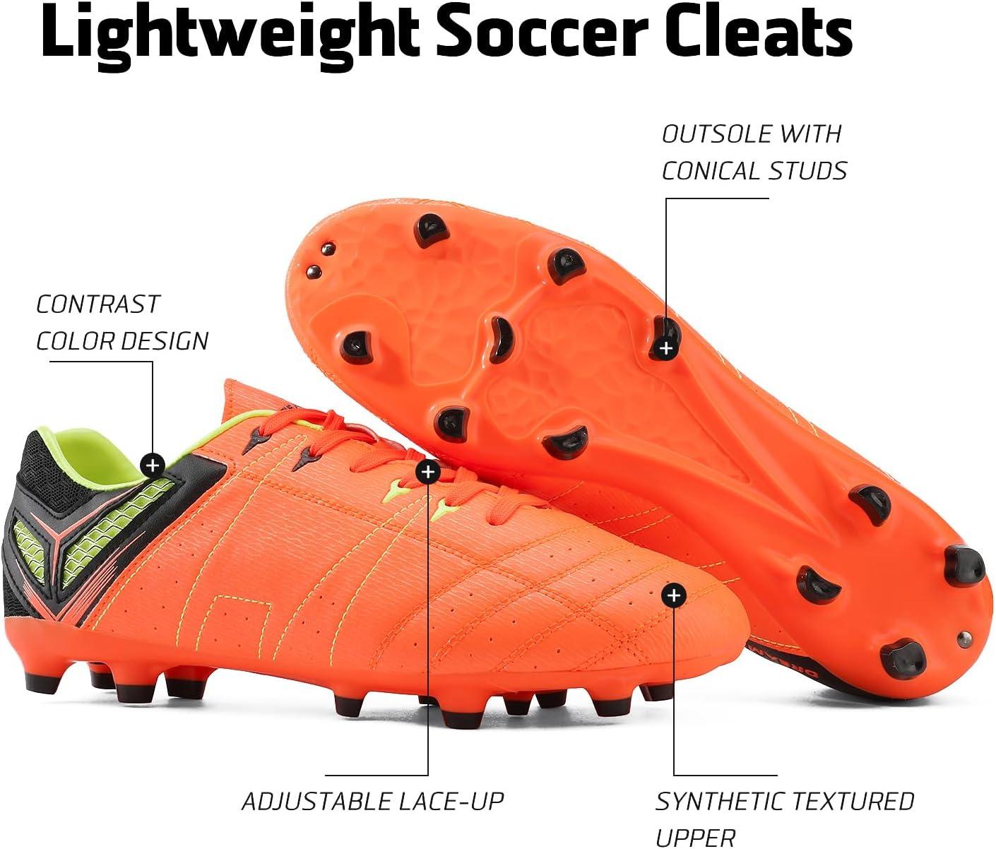 imageDREAM PAIRS Mens Sport Flexible Athletic Lace Up Light Weight Outdoor Cleats Football Soccer ShoesOrangeBlackLemonGreen