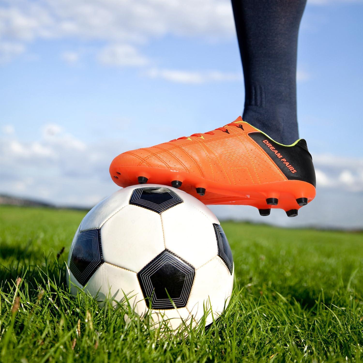 imageDREAM PAIRS Mens Sport Flexible Athletic Lace Up Light Weight Outdoor Cleats Football Soccer ShoesOrangeBlackLemonGreen