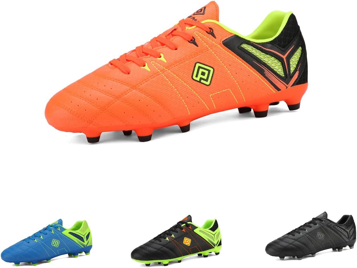 imageDREAM PAIRS Mens Sport Flexible Athletic Lace Up Light Weight Outdoor Cleats Football Soccer ShoesOrangeBlackLemonGreen