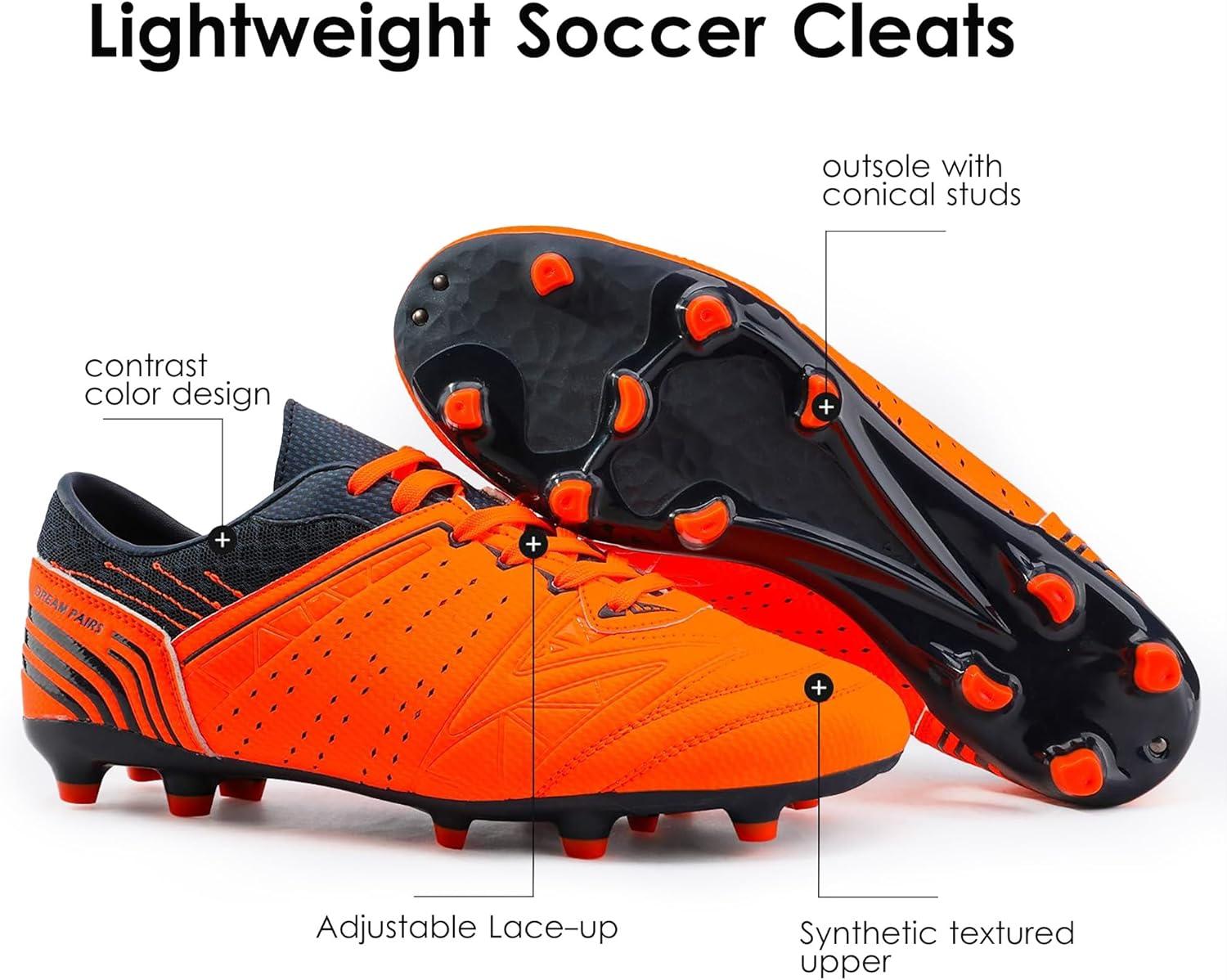 imageDREAM PAIRS Mens Sport Flexible Athletic Lace Up Light Weight Outdoor Cleats Football Soccer ShoesOrangeNavy