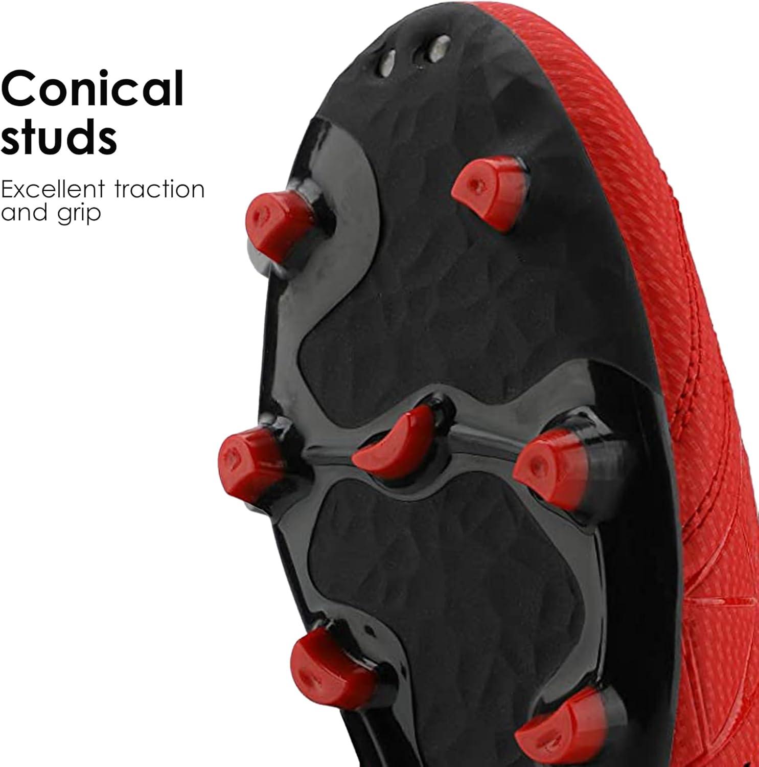 imageDREAM PAIRS Mens Sport Flexible Athletic Lace Up Light Weight Outdoor Cleats Football Soccer ShoesRedBlack