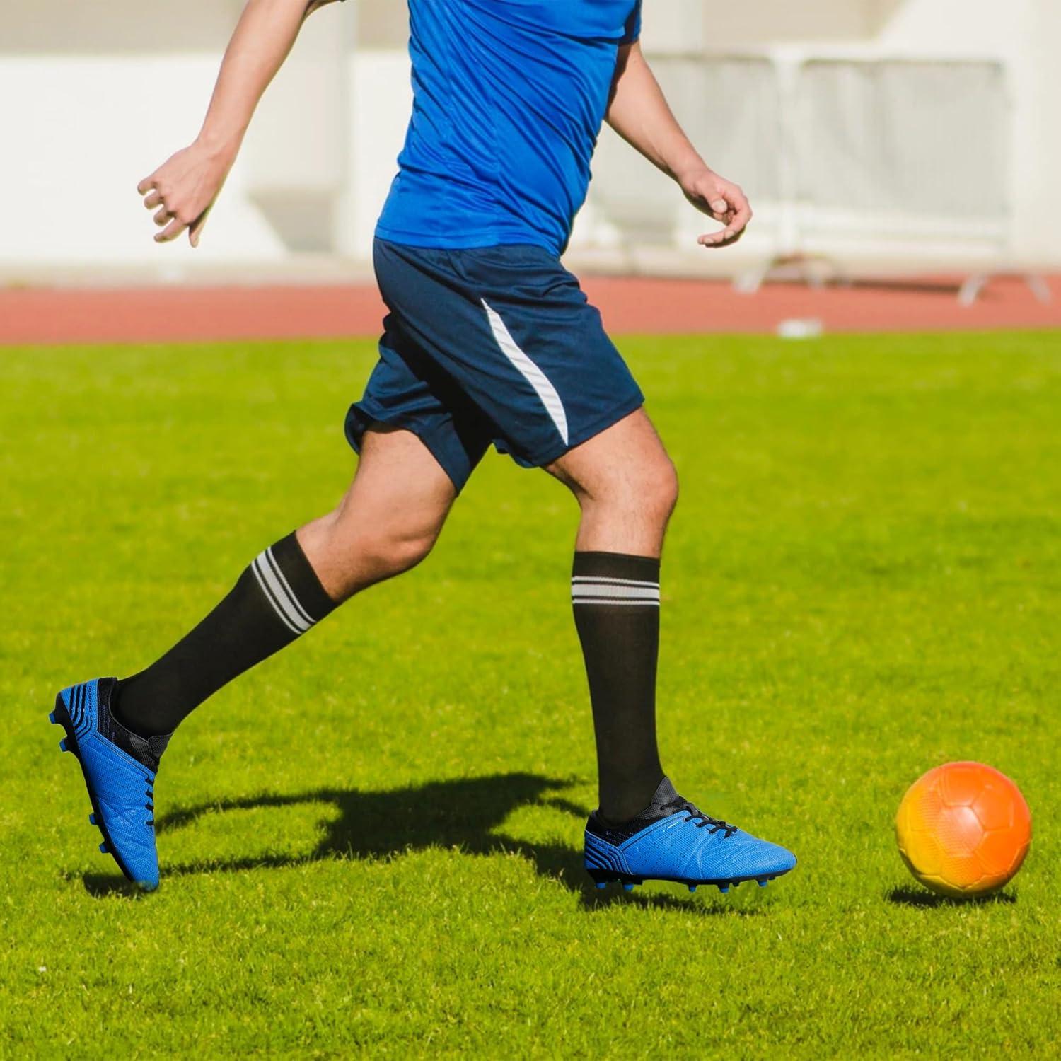 imageDREAM PAIRS Mens Sport Flexible Athletic Lace Up Light Weight Outdoor Cleats Football Soccer ShoesRoyalBlack