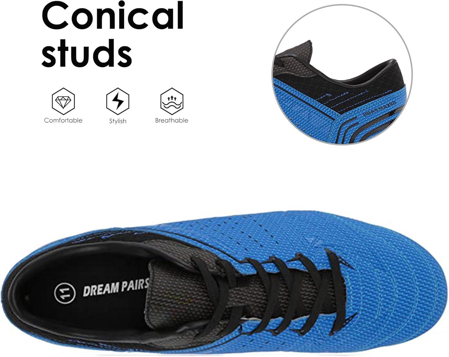 imageDREAM PAIRS Mens Sport Flexible Athletic Lace Up Light Weight Outdoor Cleats Football Soccer ShoesRoyalBlack