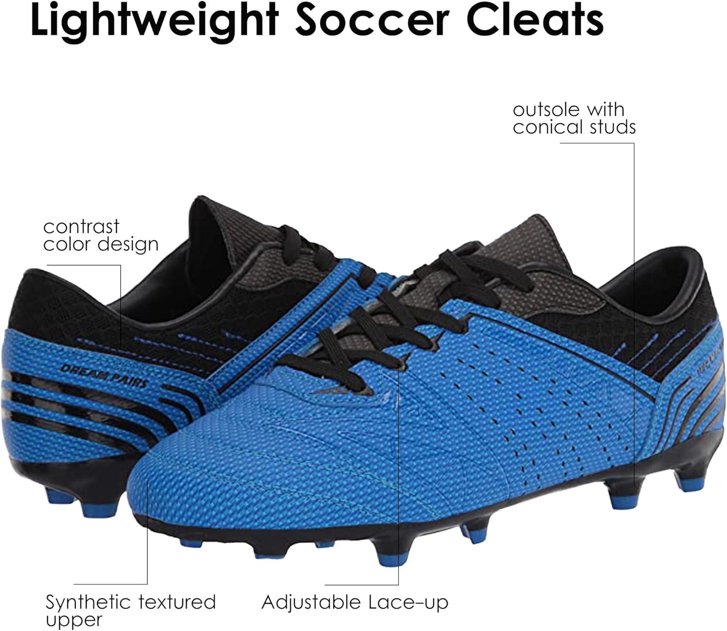 imageDREAM PAIRS Mens Sport Flexible Athletic Lace Up Light Weight Outdoor Cleats Football Soccer ShoesRoyalBlack