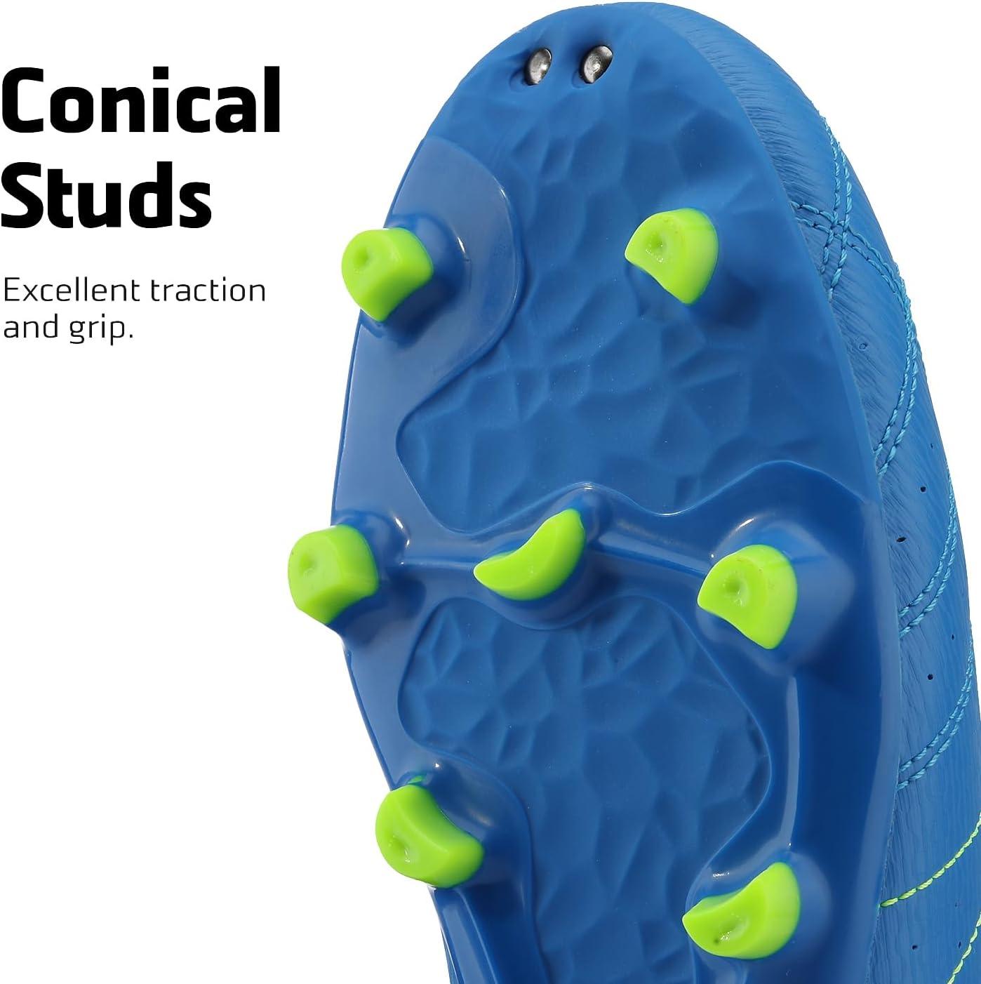 imageDREAM PAIRS Mens Sport Flexible Athletic Lace Up Light Weight Outdoor Cleats Football Soccer ShoesRoyalLemonGreen