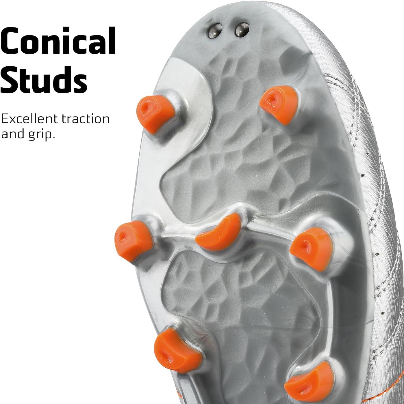 imageDREAM PAIRS Mens Sport Flexible Athletic Lace Up Light Weight Outdoor Cleats Football Soccer ShoesSilverOrangeBlack