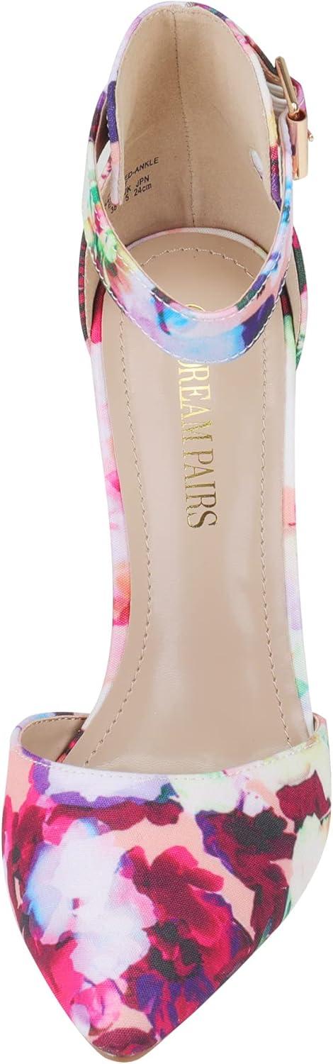 imageDREAM PAIRS OppointedAnkle Womens Pointed Toe Ankle Strap DOrsay High Heel Stiletto Pumps ShoesFloral