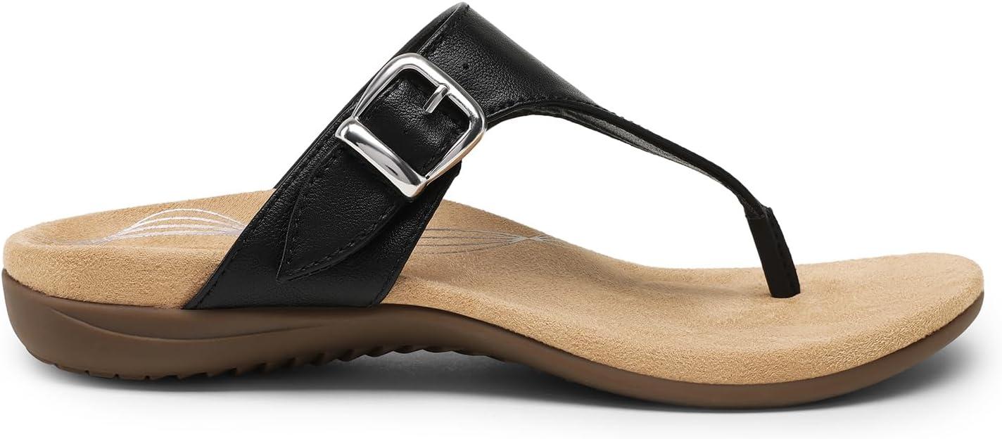 imageDREAM PAIRS Orthotic Thong Sandals for Women Arch Support Flip Flops Comfortable Lightweight Slip On Sandals for Walking Casual Summer Everyday WearBlack