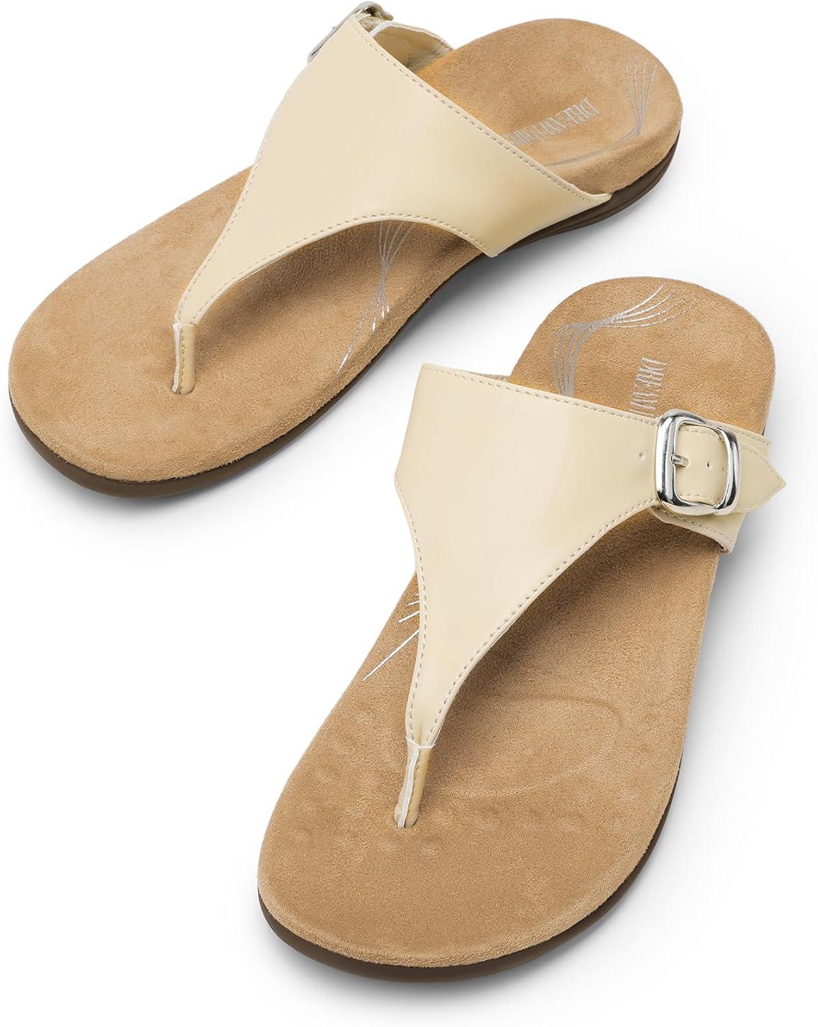 imageDREAM PAIRS Orthotic Thong Sandals for Women Arch Support Flip Flops Comfortable Lightweight Slip On Sandals for Walking Casual Summer Everyday WearNude
