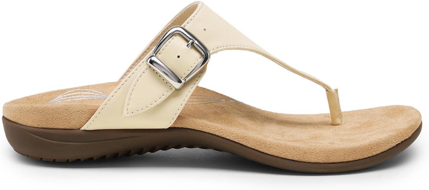 imageDREAM PAIRS Orthotic Thong Sandals for Women Arch Support Flip Flops Comfortable Lightweight Slip On Sandals for Walking Casual Summer Everyday WearNude