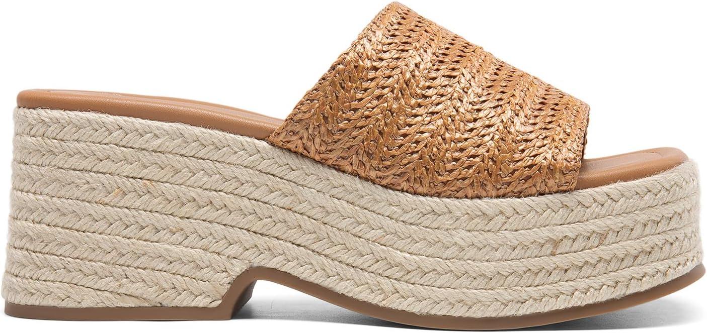 imageDREAM PAIRS Platform Espadrille Sandals for Women Wedges Slides Slip on Bohemia Sandals Flatform Open Toe Beach Sandals Dressy Outdoor Summer ShoesBrown