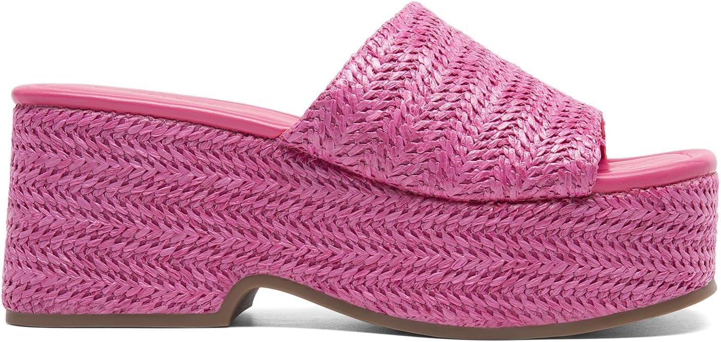 imageDREAM PAIRS Platform Espadrille Sandals for Women Wedges Slides Slip on Bohemia Sandals Flatform Open Toe Beach Sandals Dressy Outdoor Summer ShoesHot Pink