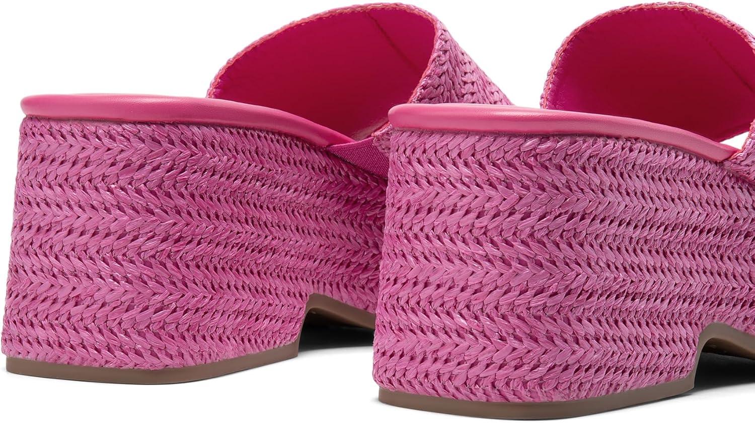 imageDREAM PAIRS Platform Espadrille Sandals for Women Wedges Slides Slip on Bohemia Sandals Flatform Open Toe Beach Sandals Dressy Outdoor Summer ShoesHot Pink