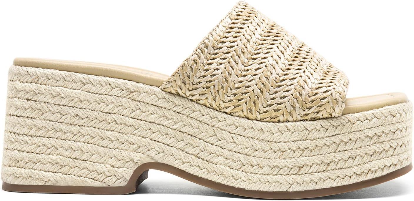 imageDREAM PAIRS Platform Espadrille Sandals for Women Wedges Slides Slip on Bohemia Sandals Flatform Open Toe Beach Sandals Dressy Outdoor Summer ShoesNude