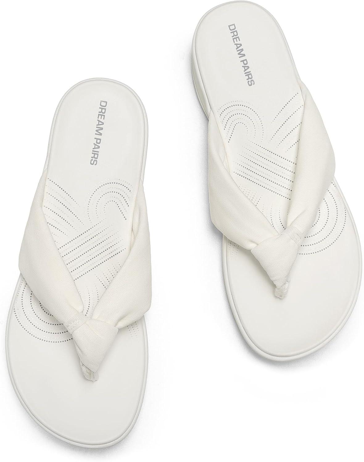 imageDREAM PAIRS Platform Flip Flops for Women Cushioned Thong Sandals with Soft Eva Foam Insole Lightweight Lycra fabric Comfort Dressy Slides Slippers for Summer BeachWhite