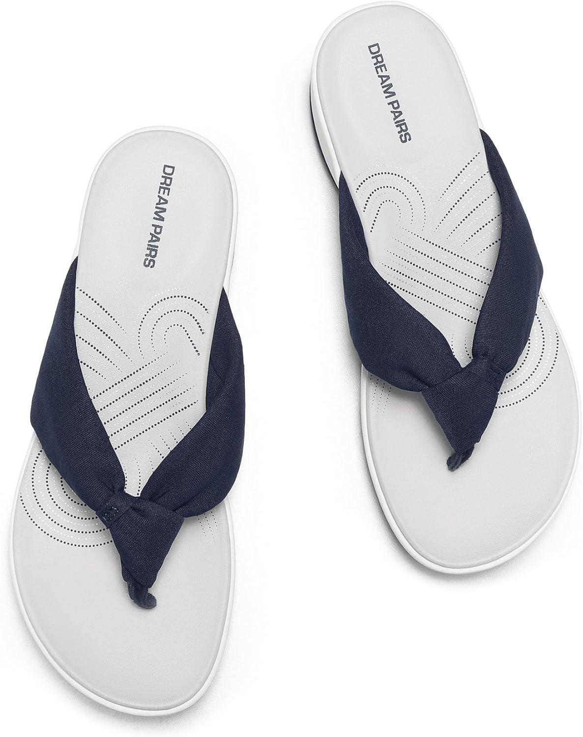 imageDREAM PAIRS Platform Flip Flops for Women Cushioned Thong Sandals with Soft Eva Foam Insole Lightweight Lycra fabric Comfort Dressy Slides Slippers for Summer BeachNavy