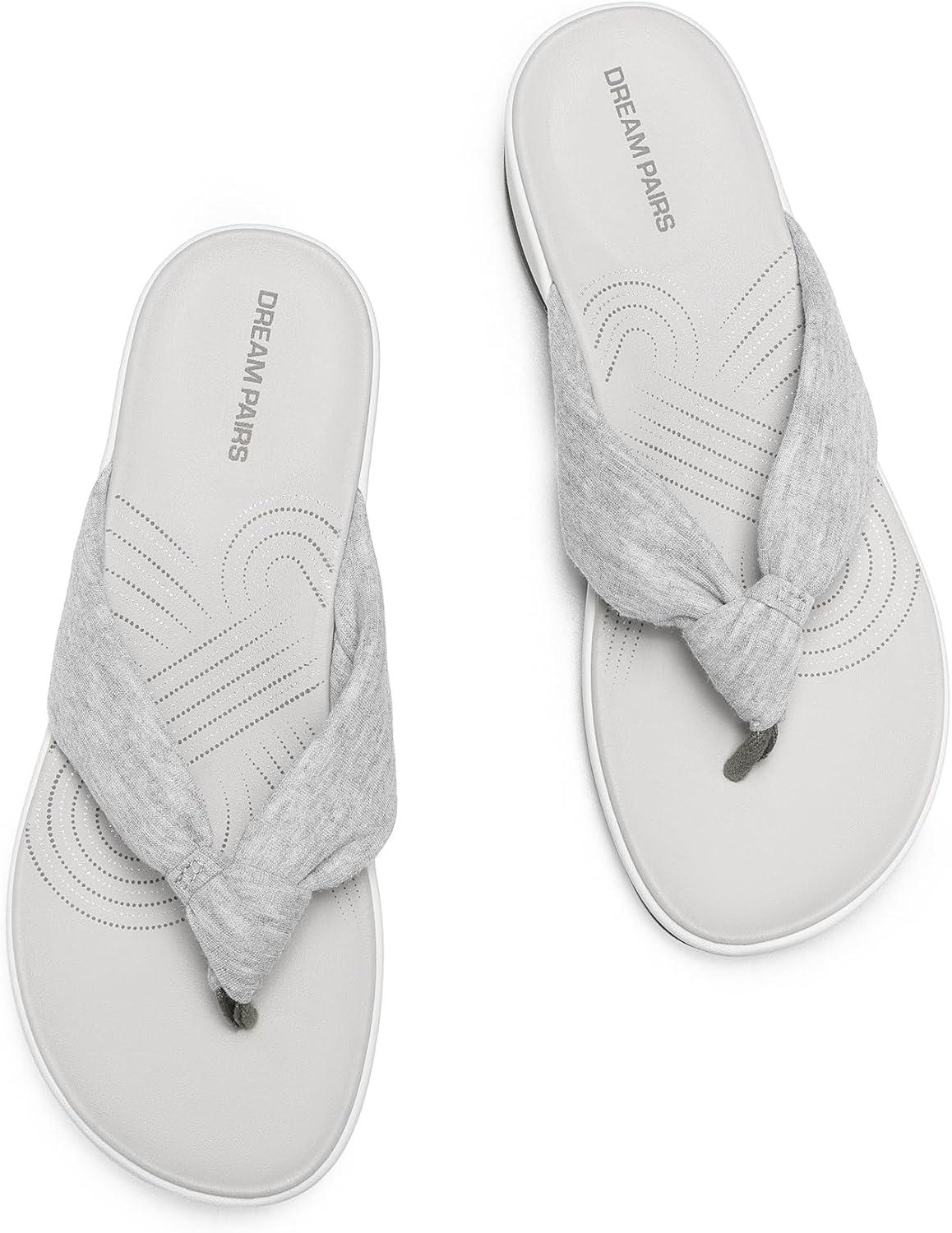 imageDREAM PAIRS Platform Flip Flops for Women Cushioned Thong Sandals with Soft Eva Foam Insole Lightweight Lycra fabric Comfort Dressy Slides Slippers for Summer BeachGrey