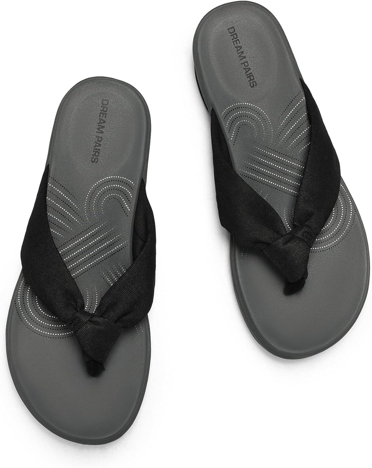 imageDREAM PAIRS Platform Flip Flops for Women Cushioned Thong Sandals with Soft Eva Foam Insole Lightweight Lycra fabric Comfort Dressy Slides Slippers for Summer BeachBlackGrey