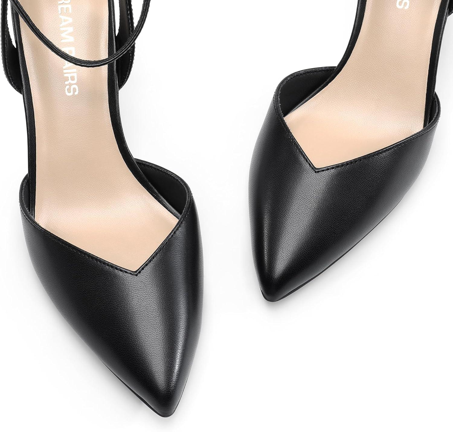 imageDREAM PAIRS Pointed Closed Toe Kitten Heels Stiletto Ankle Strap Womens Pumps Shoes for Women Wedding Party Dress SandalsBlackpu