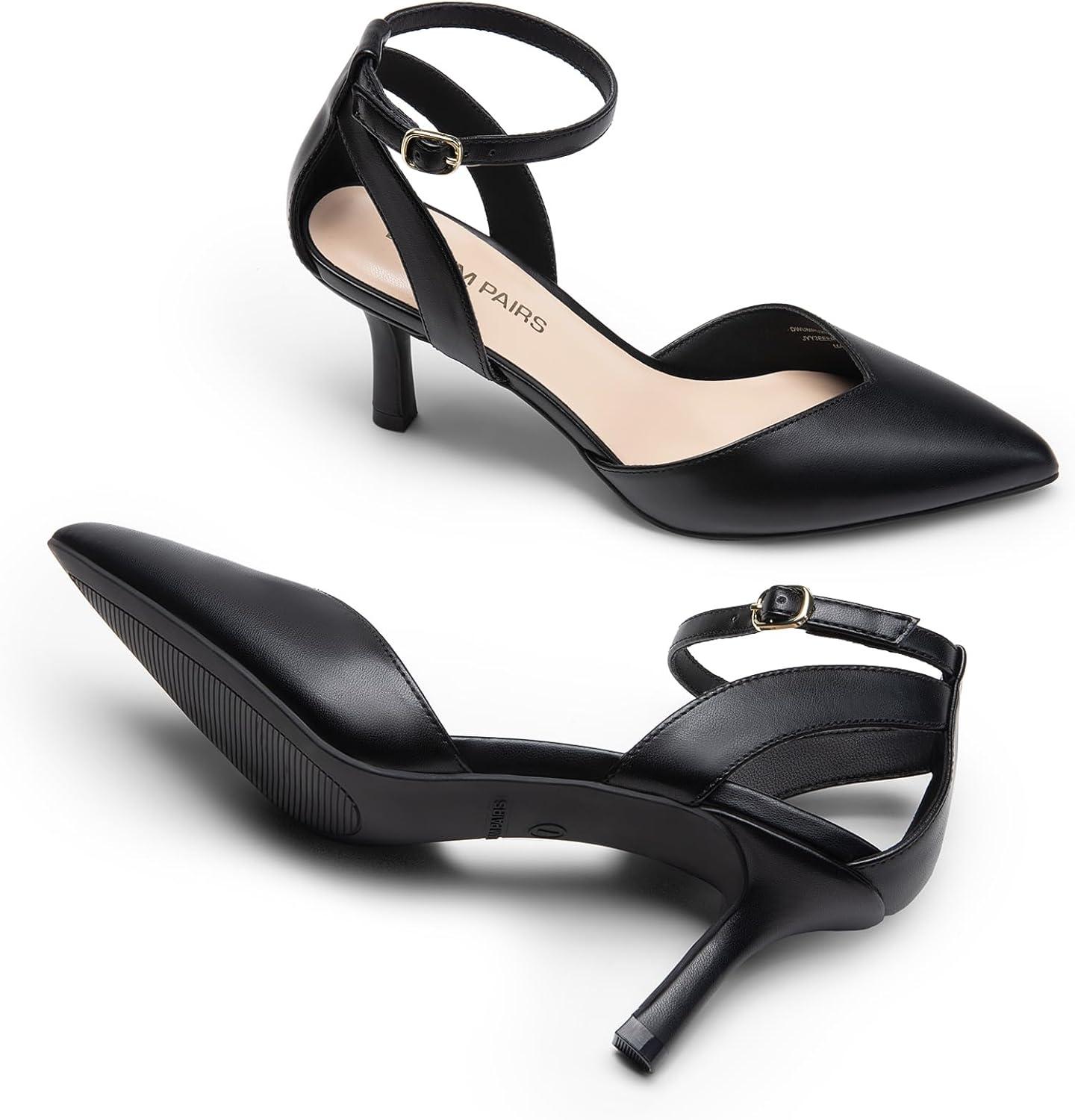 imageDREAM PAIRS Pointed Closed Toe Kitten Heels Stiletto Ankle Strap Womens Pumps Shoes for Women Wedding Party Dress SandalsBlackpu