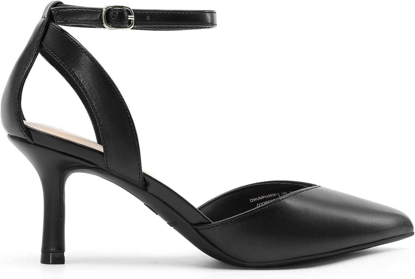 imageDREAM PAIRS Pointed Closed Toe Kitten Heels Stiletto Ankle Strap Womens Pumps Shoes for Women Wedding Party Dress SandalsBlackpu