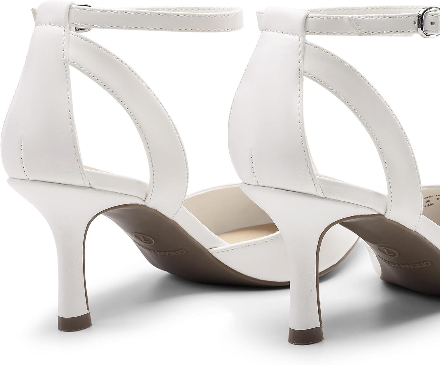 imageDREAM PAIRS Pointed Closed Toe Kitten Heels Stiletto Ankle Strap Womens Pumps Shoes for Women Wedding Party Dress SandalsWhitepu