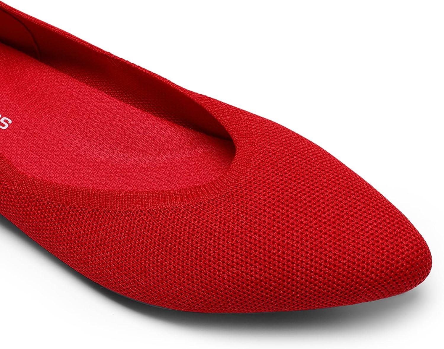 imageDREAM PAIRS Pointed Toe Flats for Women Comfortable Dressy Knit Ballet Flats with Arch Support Womens Dress Shoes for Work Office Business Casual TravelRed