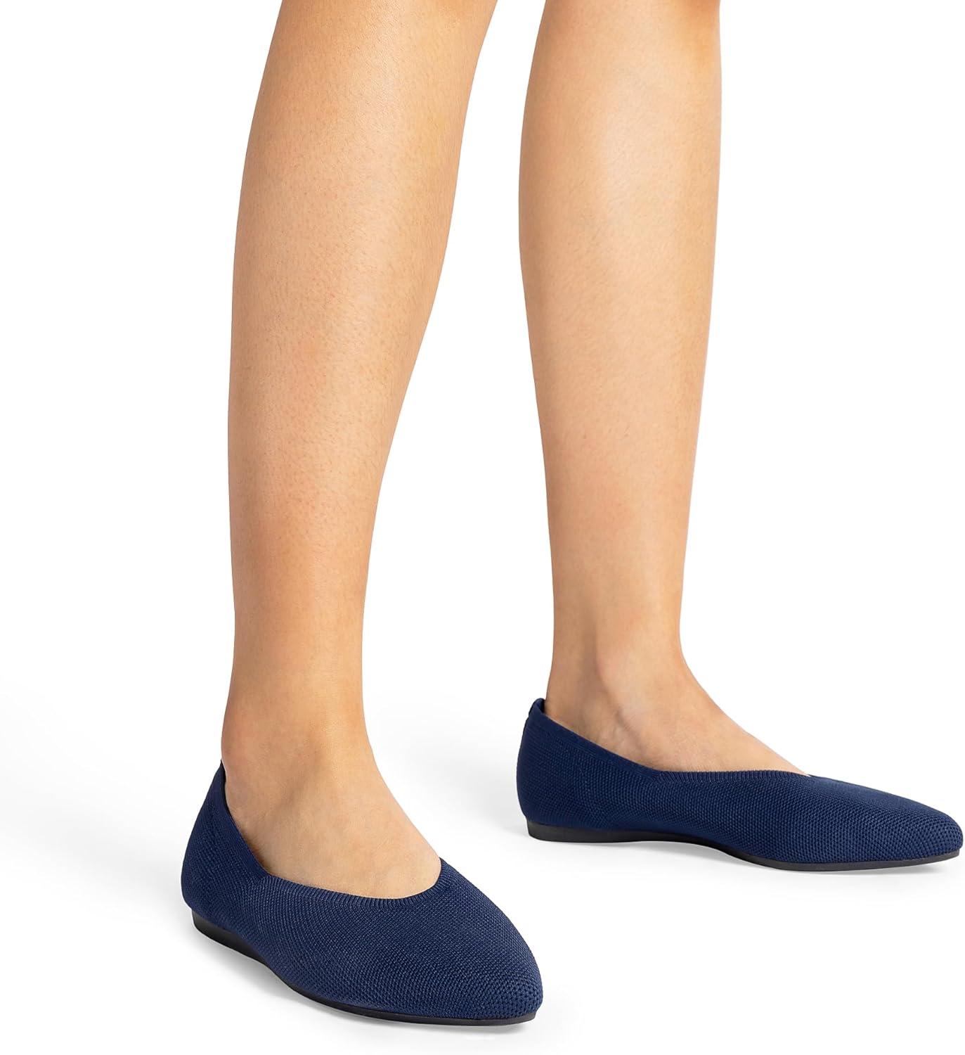 imageDREAM PAIRS Pointed Toe Flats for Women Comfortable Dressy Knit Ballet Flats with Arch Support Womens Dress Shoes for Work Office Business Casual TravelNavy