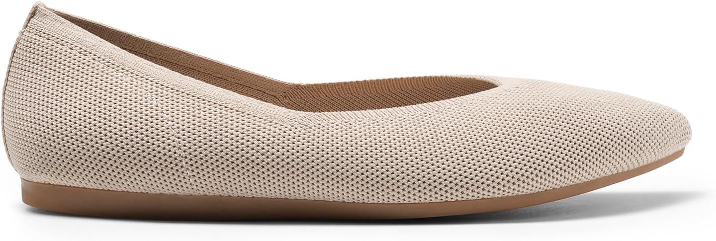 imageDREAM PAIRS Pointed Toe Flats for Women Comfortable Dressy Knit Ballet Flats with Arch Support Womens Dress Shoes for Work Office Business Casual TravelNude