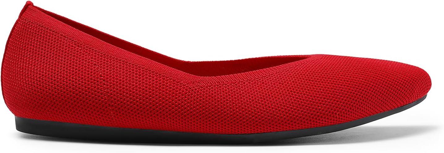 imageDREAM PAIRS Pointed Toe Flats for Women Comfortable Dressy Knit Ballet Flats with Arch Support Womens Dress Shoes for Work Office Business Casual TravelRed