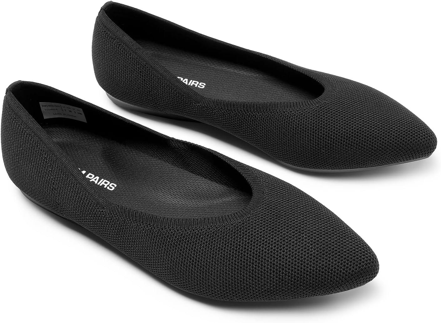 imageDREAM PAIRS Pointed Toe Flats for Women Comfortable Dressy Knit Ballet Flats with Arch Support Womens Dress Shoes for Work Office Business Casual TravelBlack