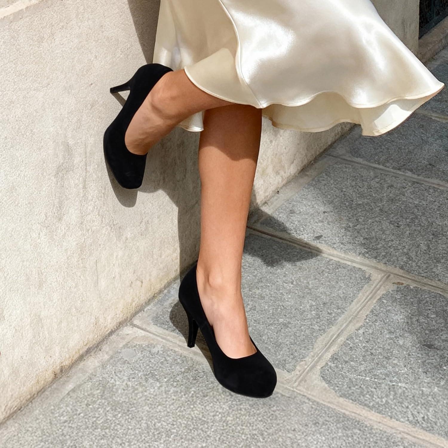 imageDREAM PAIRS Tiffany Womens Classic Elegant Versatile Low Stiletto Heel Dress Platform Pumps ShoesBlackNubuck