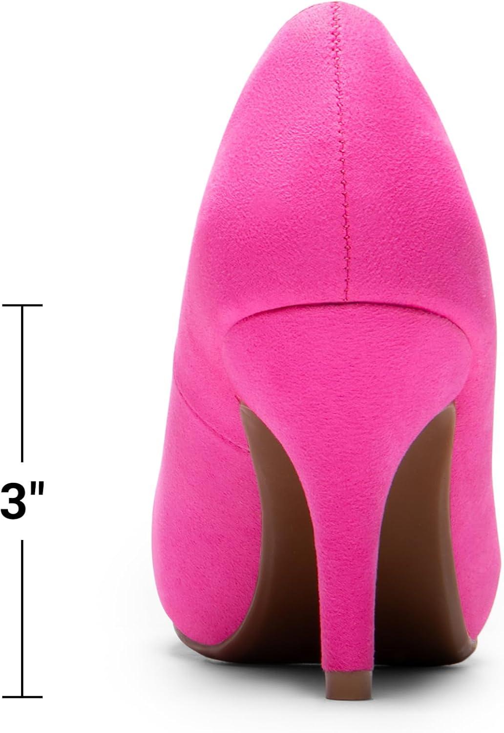 imageDREAM PAIRS Tiffany Womens Classic Elegant Versatile Low Stiletto Heel Dress Platform Pumps ShoesFuchsiaSuede