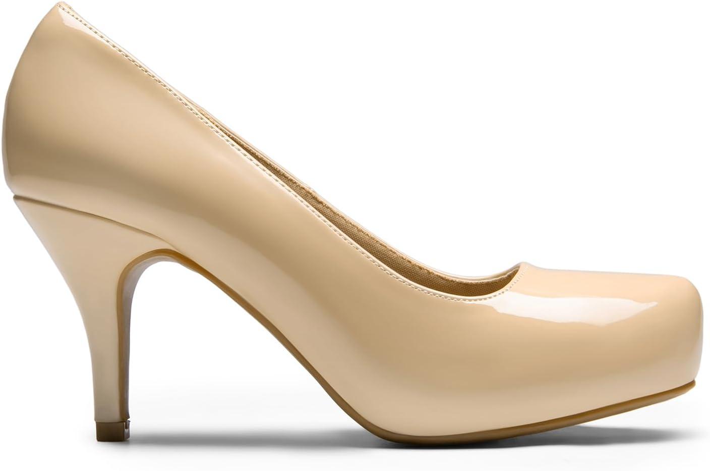 imageDREAM PAIRS Tiffany Womens Classic Elegant Versatile Low Stiletto Heel Dress Platform Pumps ShoesNudePat